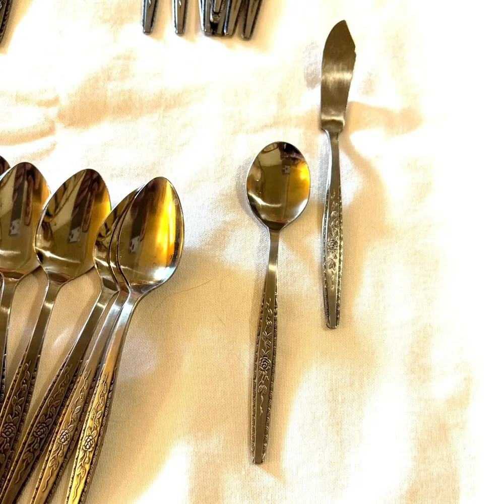 Interpur Flatware Mexicali Rose Butter Knives Forks Tablespoons Spoons